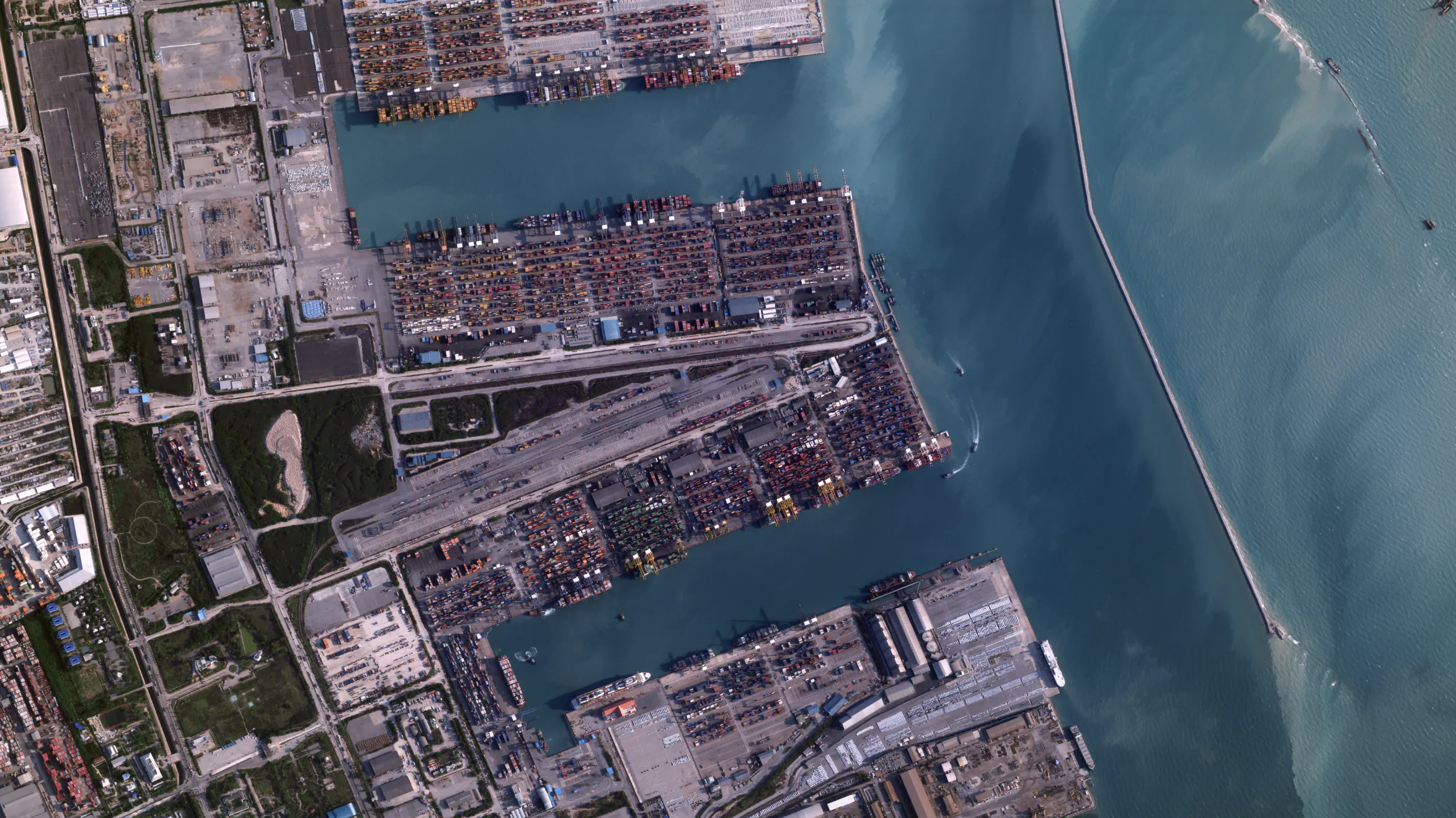 High-resolution satellite imagery of port infrastructure